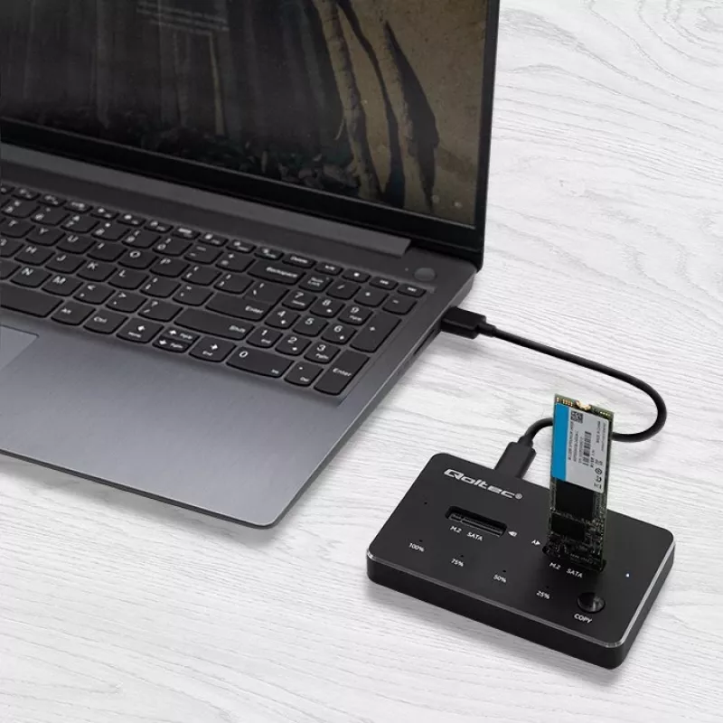 Qoltec 50310 dockingstation 2x SSD M.2 SATA NGFF USB Type-C