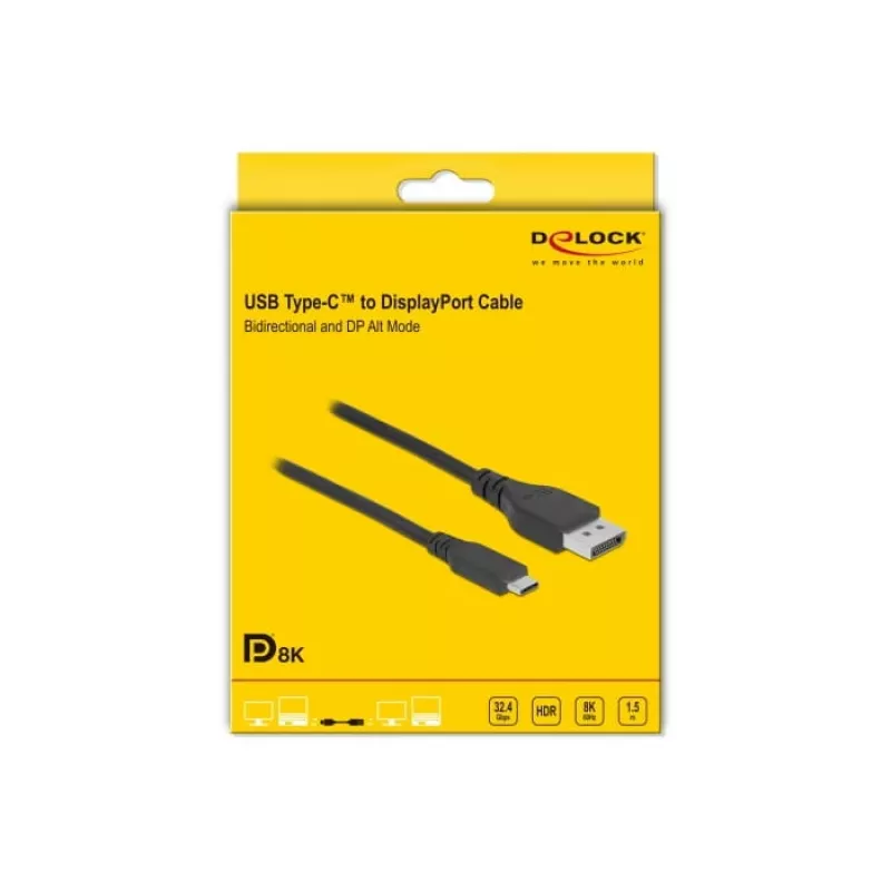 USB Type-C naar DisplayPort kabel DeLOCK 86040 8K 60 Hz 1,5 m