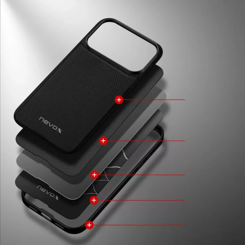 Nevox StyleShell NYLO 2528 Hoesje voor iPhone 17 Pro, zwart