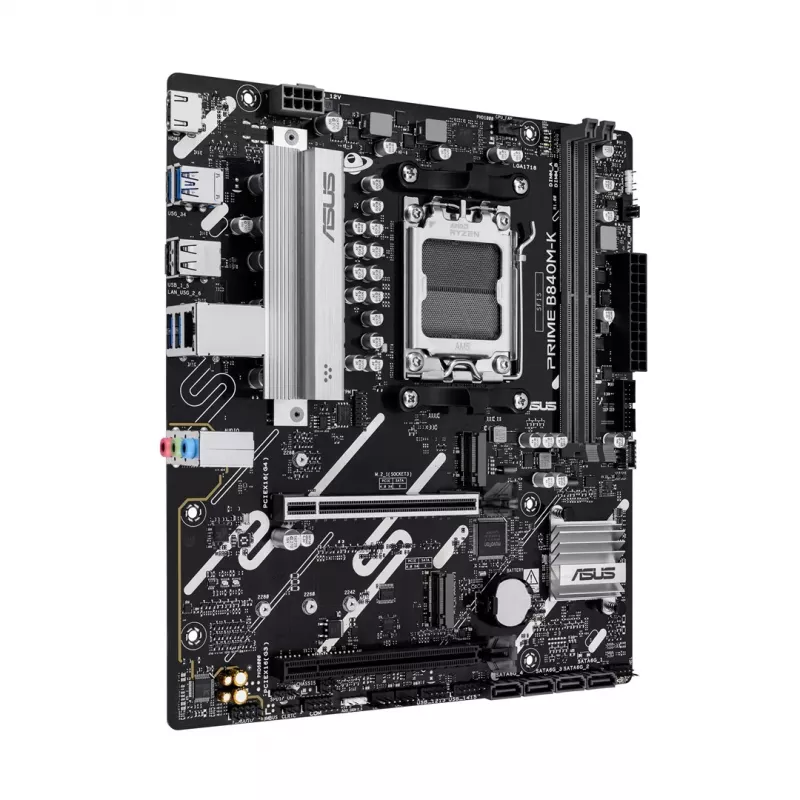 Moederbord ASUS PRIME B840M-K — AMD B840, socket AM5, micro ATX, DDR5, 2 DIMM, 128 GB, 2.5 GbE, M.2, SATA III
