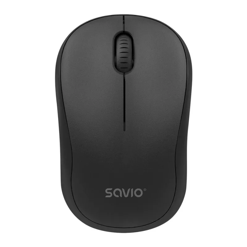 Savio MB-03 draadloze optische muis, 2,4 GHz USB-ontvanger, 1000 DPI, 3 knoppen, AA-batterij, 99x60x39 mm, 51 g, zwart
