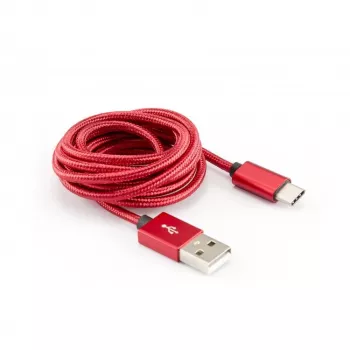 Sbox USB->Type-C M/M 1,5m CTYPE-1.5R aardbeirood