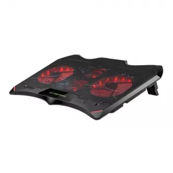 Laptop koelpad ESPERANZA EGC102 – 4 ventilatoren, USB-gevoed, 2 hoogteposities, zwart, 415×305×27 mm