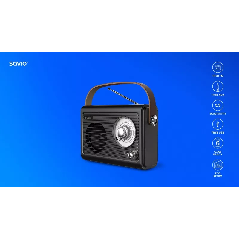 Draagbare radio Savio RS-01 analoog zwart