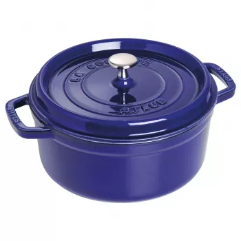 Staub 24 cm ronde gietijzeren cocotte donkerblauw