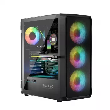 LOGIC CONCEPT Portos ARGB ATX mid-tower behuizing, zwart