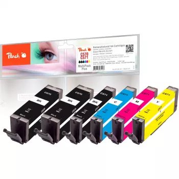 Peach 0F320134 inktpatroon 6 stuks compatibel standaardbereik zwart, cyaan, magenta, geel