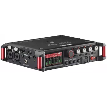 Draagbare audiorecorder Tascam FR-AV4 — 6-kanaals, 4 XLR-combi + 2x 3,5 mm, 24/32-bit, 48/96/192 kHz, microSD tot 512 GB, USB-C, PD