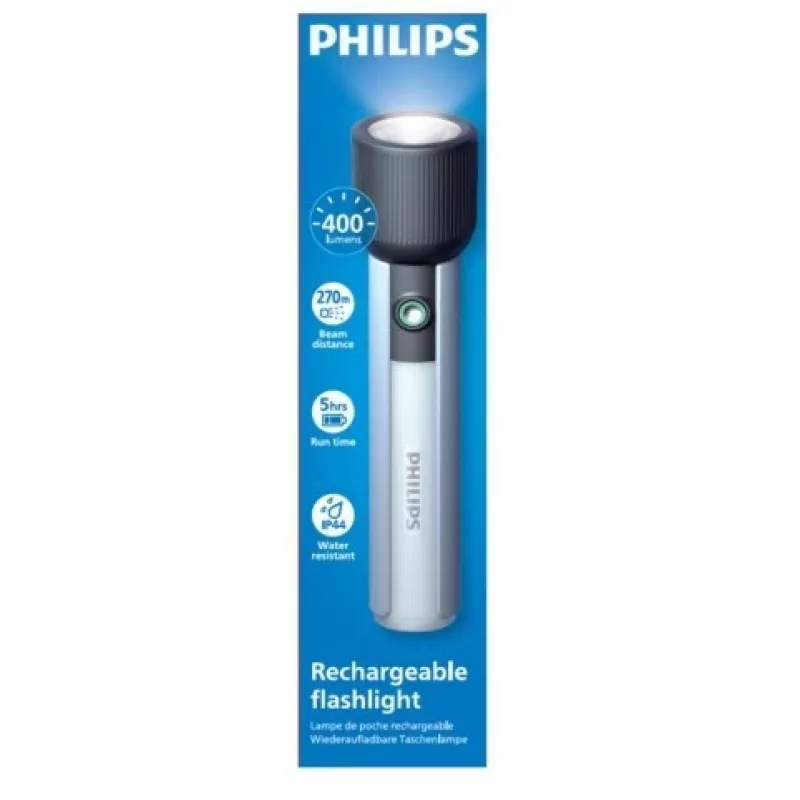Zaklamp Philips oplaadbaar USB-C 400 lm 2000 mAh – draagbare LED-handlamp