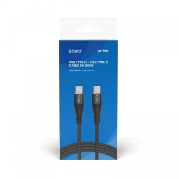Savio CL-160 USB-kabel 2 m USB 2.0 USB C - USB C zwart