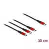 USB-oplaadkabel DeLOCK 3-in-1 USB Type-C naar 3 x USB Type-C 30 cm zwart/rood