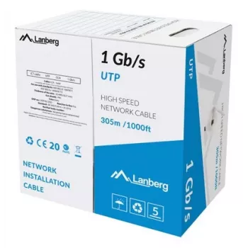 LANBERG netwerkkabel LCU6-10CC-0305-S U/UTP Cat6 305 m, 23 AWG, CCA, grijs
