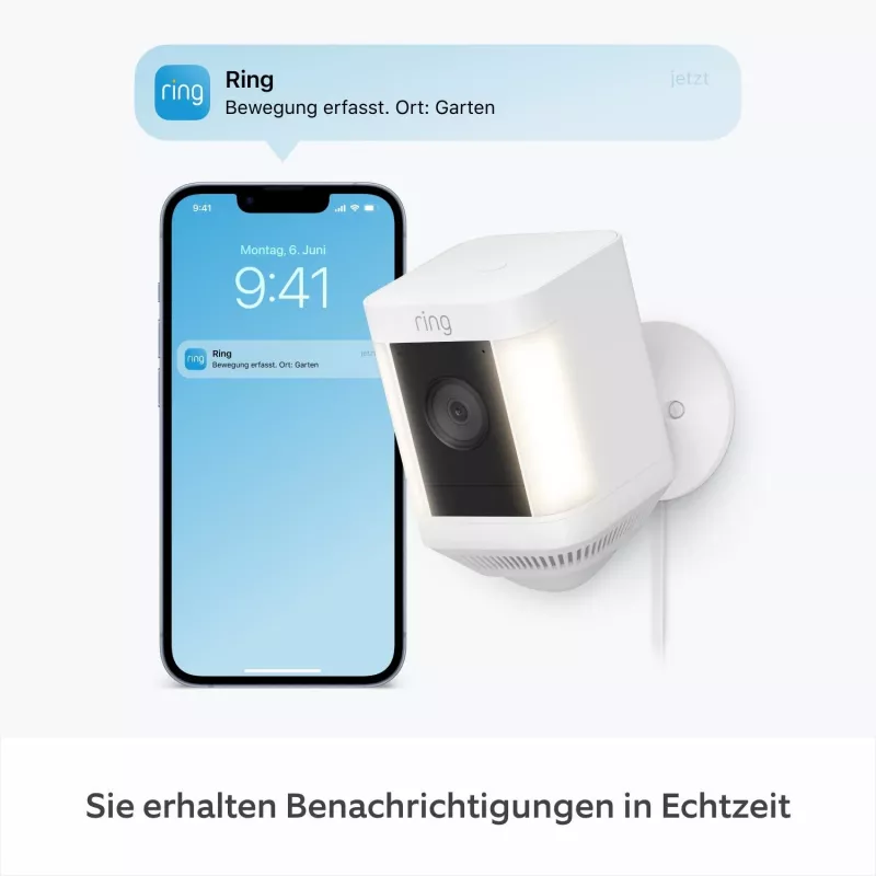 Ring Spotlight Cam Plus Plug-In netwerk-bewakingscamera voor buiten