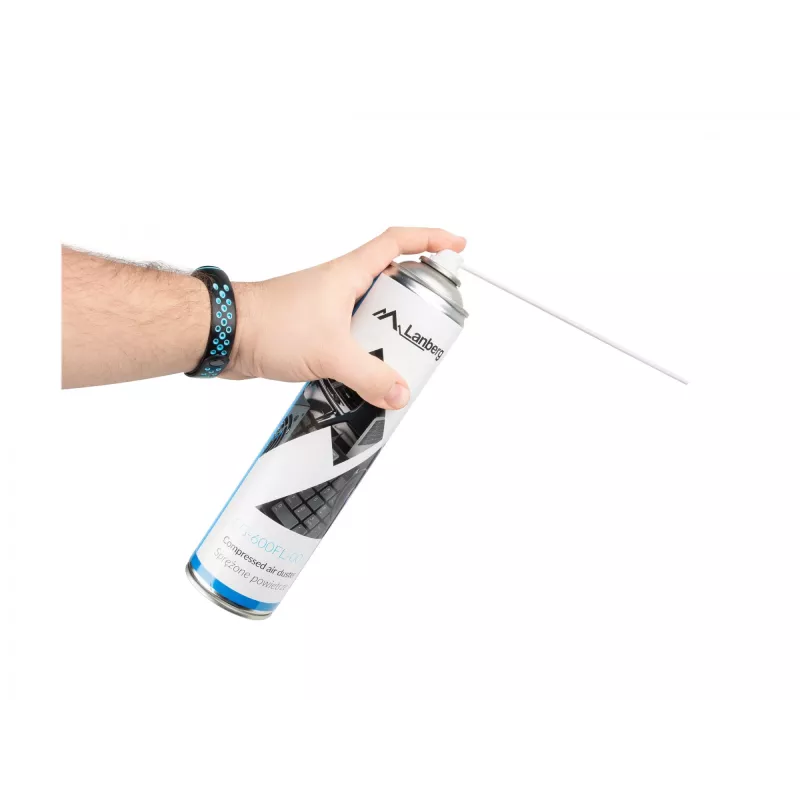 Persluchtspray LANBERG CG-600FL-001 — 600 ml, voor pc-reiniging, zwart/blauw/wit