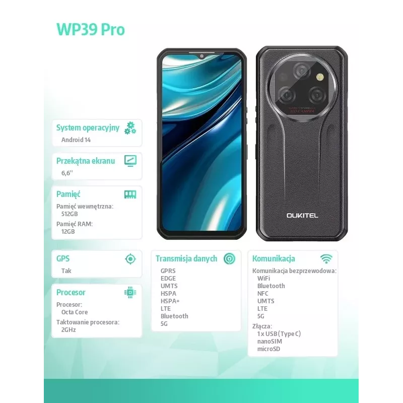 Smartphone Oukitel WP39 Pro 12/512 11000mAh grijs
