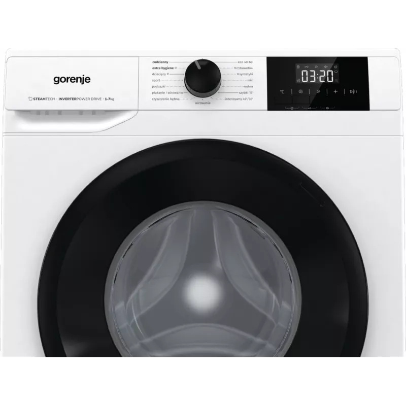 Vrijstaande wasmachine Gorenje W3NGPI72SBS, 7 kg, 1200 t/min, invertermotor, stoom, 15 programma's, wit