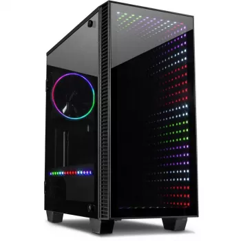Behuizing INTER-TECH X-608 INFINITY MICRO, microATX, RGB, voor- en zijpaneel van gehard glas, zonder voeding