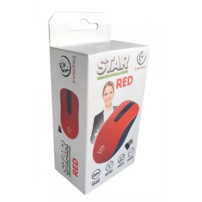 Optische draadloze muis Rebeltec STAR rood