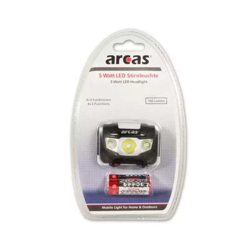 Arcas | hoofdlamp | ARC5 | 1 LED+2 breedstralers-LED's | 5 W | 160 lm | 4+3 lichtfuncties