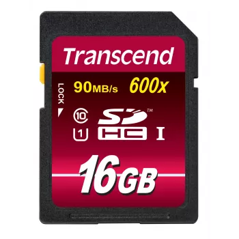 Flashgeheugen Transcend 16GB SDHC Class 10 UHS-I 600x TS16GSDHC10U1