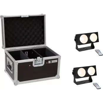 LED lichtset EUROLITE CBB-2 COB WW 2x met case – 2 warmwitte COB-schijnwerpers, transportcase