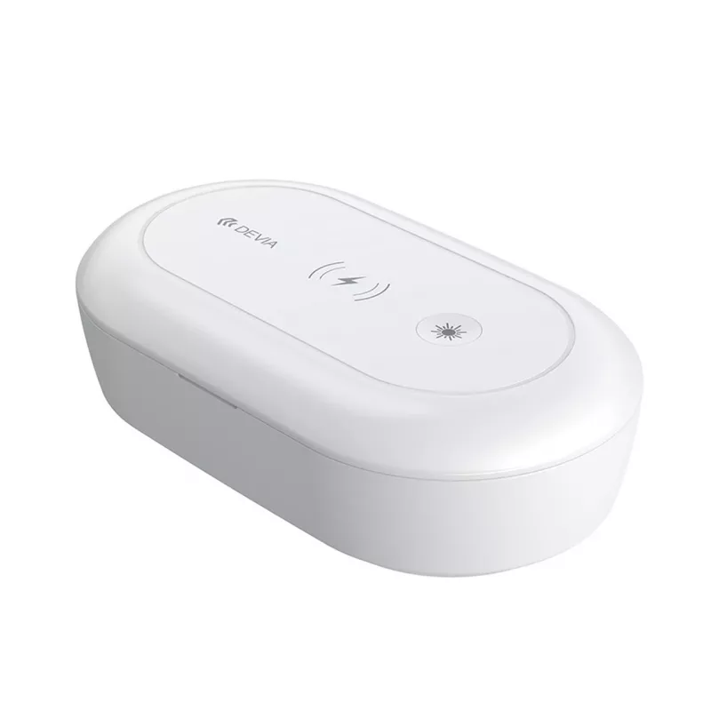 Devia draadloos oplaadstation met desinfectiebox, wit