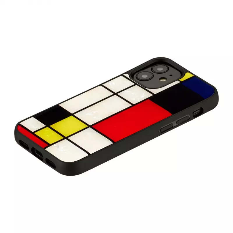 Hoes iKins voor Apple iPhone 12 mini – zwart Mondrian-design