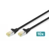 DIGITUS CAT 6A S/FTP patchkabel DK-1644-A-020-BL-10, 2 m, zwart, 10 stuks