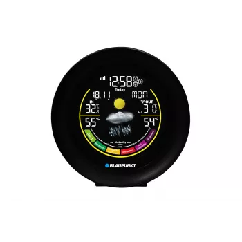 Weerstation BLAUPUNKT WS35BK APP – LCD-display, temperatuur & luchtvochtigheid, alarm, kalender, app-connectiviteit, 94×94×27 mm