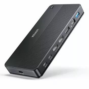 Dockingstation UNITEK D1103A01 USB4 bekabeld zwart 100W Power Delivery