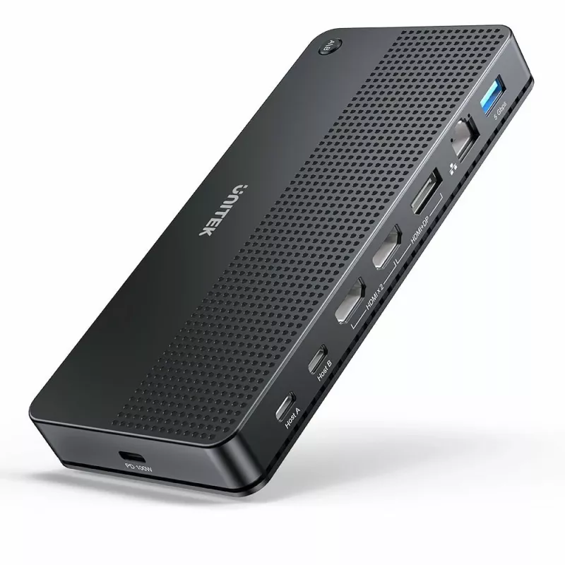 Dockingstation UNITEK D1103A01 USB4 bekabeld zwart 100W Power Delivery