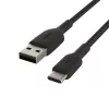 Kabel gevlochten USB-C USB-A 2 m zwart