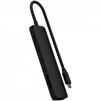Satechi 7-in-1 USB-C slim multiport adapter Ethernet (USB-C PD, 2x USB-A, HDMI 4K, Ethernet, kaartlezer micro/SD) (zwart)