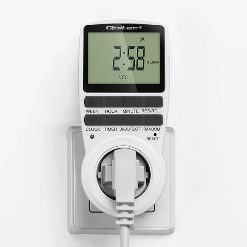 Elektronische timer QOLTEC PC0628 met LCD-display, 24-uurs countdown