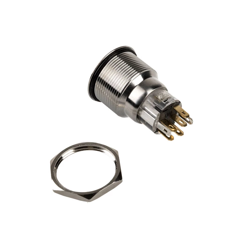 DimasTech PD211 22 mm Silverline Dot RGB drukschakelaar — vandalismebestendige paneeldrukschakelaar