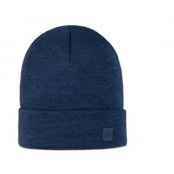 BUFF MERINO HEAVYWEIGHT BEANIE SOLID NIGHT blauw