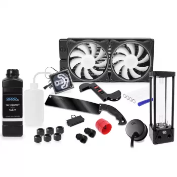 Alphacool 11992 - waterkoeler - acetaal - acryl - aluminium - messing - koper - nikkel - roestvrij staal - zwart - transparant - 1/4 - 60 °C - 0,8 bar (11992)
