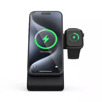 Indoor-oplader Crong CRG-MSPS-BLK smartwatch zwart Lightning USB draadloos