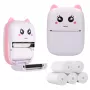 Thermische kassabonprinter Extralink EPP-001 roze met 5 rollen blanco thermopapier