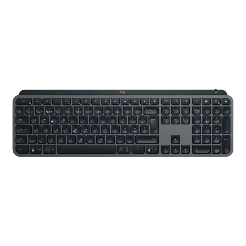 Logitech MX Keys S 920-011589 draadloos toetsenbord op volledige grootte, Bluetooth LE / Logi Bolt, verlicht, oplaadbaar via USB-C, QWERTY US International, met polssteun, grafiet