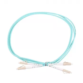Patchkabel LC/UPC-LC/UPC duplex 5 m — Extralink OM3 multimode, 3 mm FTTH, aqua