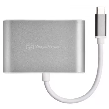 Externe video-adapter SILVERSTONE EP16 USB-C 3.1 met HDMI- en VGA-uitgangen