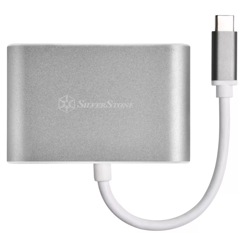Externe video-adapter SILVERSTONE EP16 USB-C 3.1 met HDMI- en VGA-uitgangen