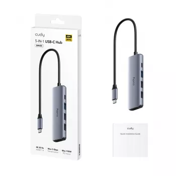 CUDY UH405 5-in-1 USB-C-hub met HDMI 4K