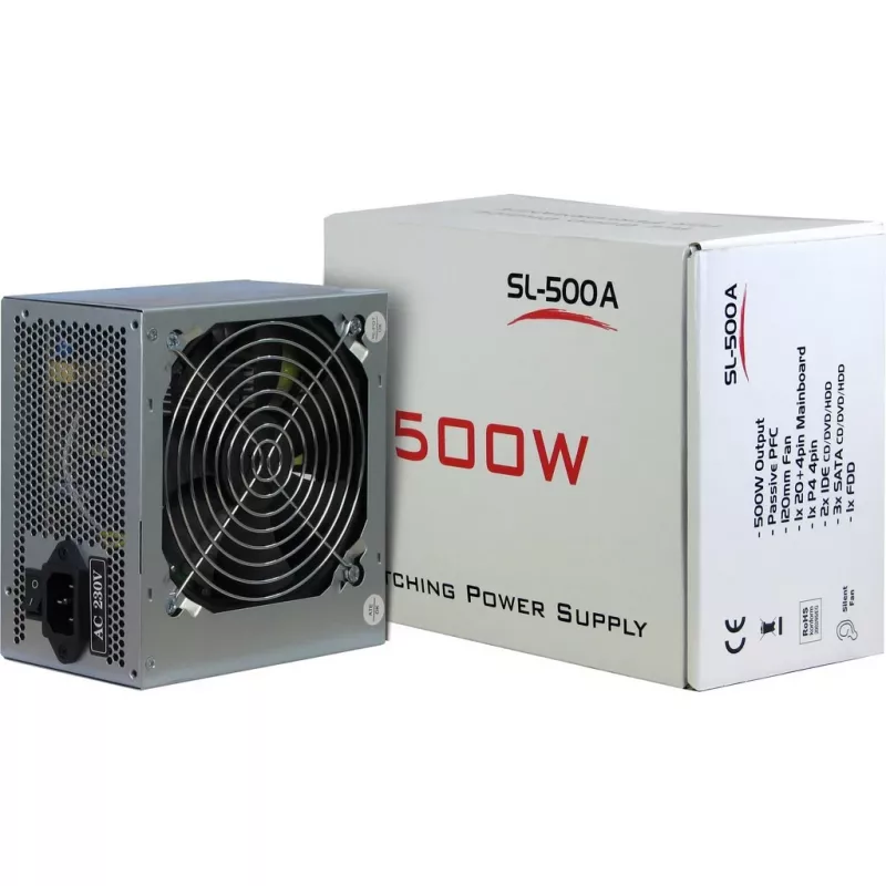 Voeding Inter-Tech SL-500W(A) 500W ATX niet-modulair
