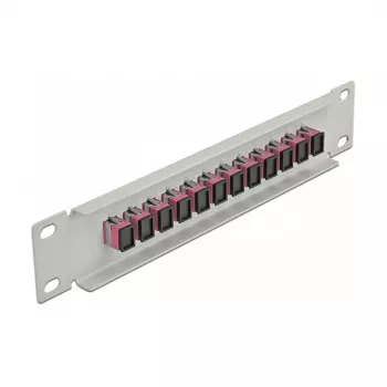 Glasvezel patchpaneel DeLOCK 10 inch 12 poorten SC simplex violet 1U grijs