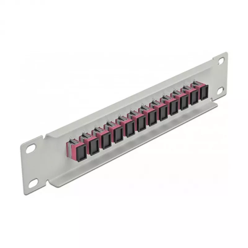 Glasvezel patchpaneel DeLOCK 10 inch 12 poorten SC simplex violet 1U grijs