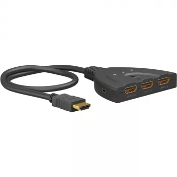 HDMI-omschakelbox 3 naar 1 (4K @ 60Hz), HDMI-switch (zwart, 55cm kabel)