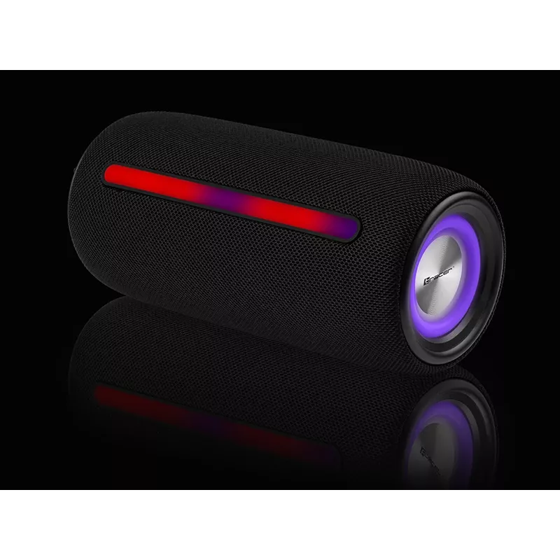 Draagbare stereoluidspreker TRACER Stripe zwart — 10 W RMS, Bluetooth/bedraad, USB-A & USB-C, MicroSD, ingebouwde accu (tot 5 uur)