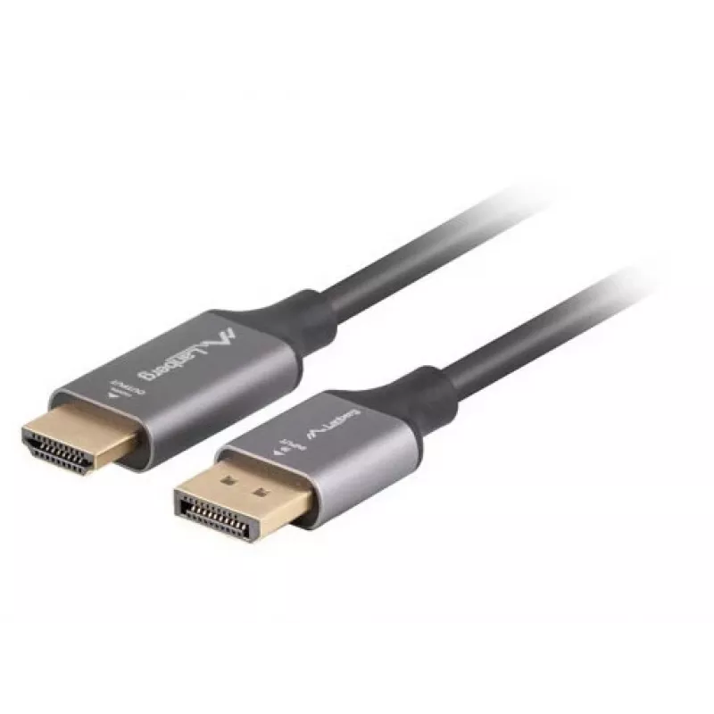 Lanberg CA-DPHD-20CU-0018-BK videokabel-adapter 1,8 m DisplayPort HDMI type A (standaard) zwart, zilver